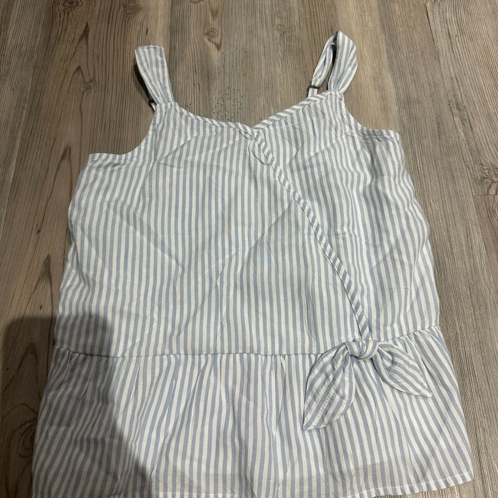 Abercrombie Kids White and Blue Tie Front Wrap Tank Top